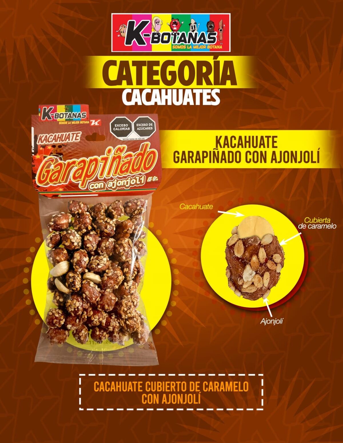 Cacahuate Garapiñado Ajonjolí 85g al mayoreo