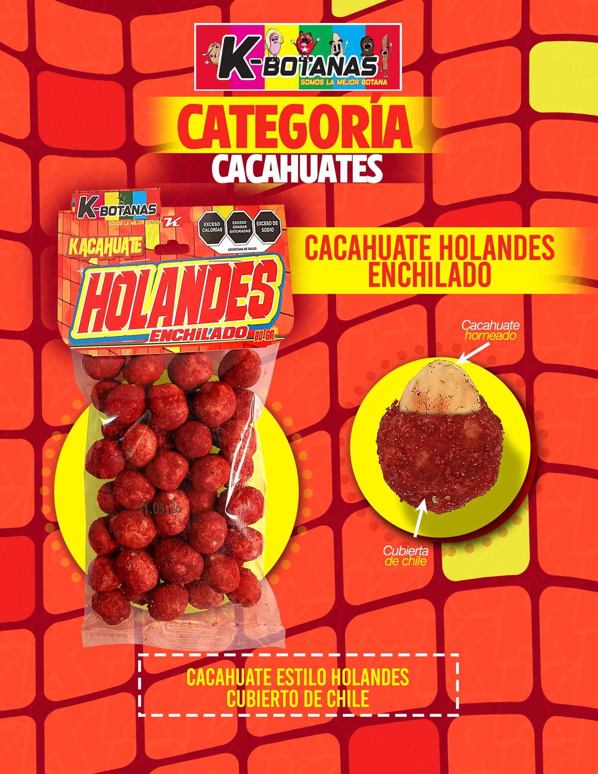 Cacahuate Holandés Enchilado 85g al mayoreo