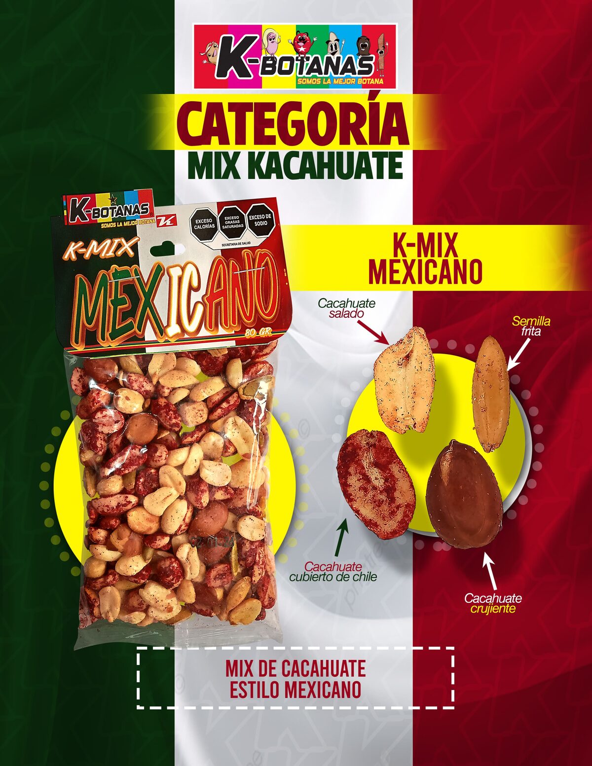 Cacahuate Mix Mexicano 80g al mayoreo