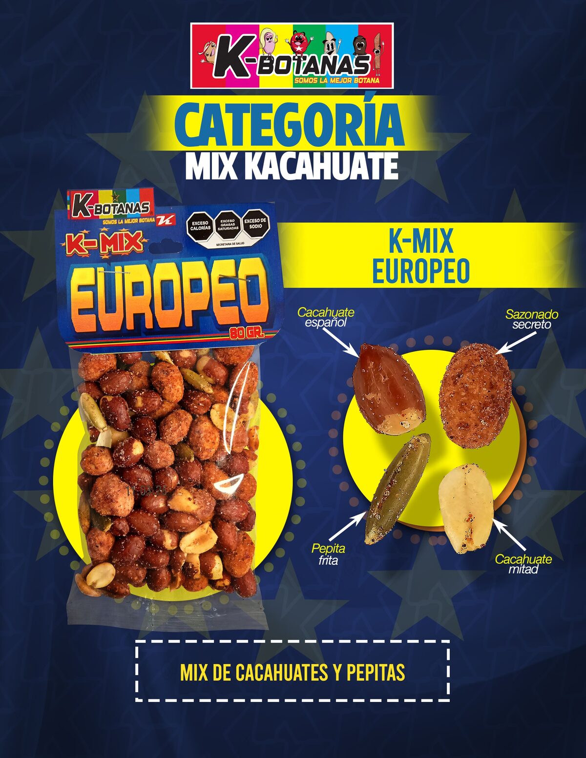 Cacahuate Mix Europeo 80g al mayoreo
