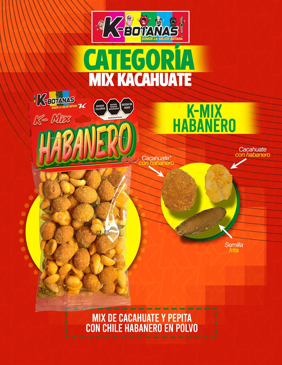 Cacahuate Mix Habanero 80g al mayoreo