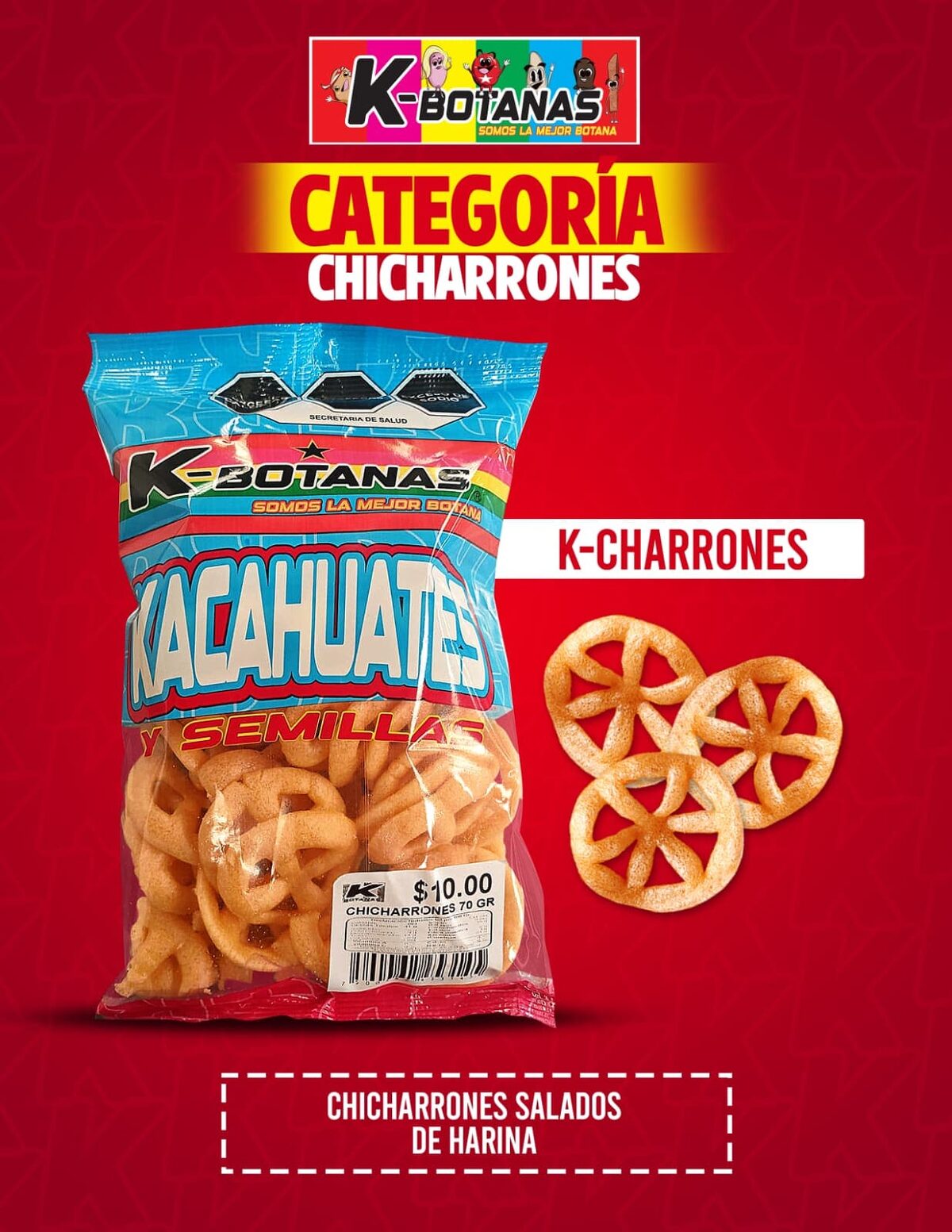 Chicharrones KB con Chile 70g al mayoreo
