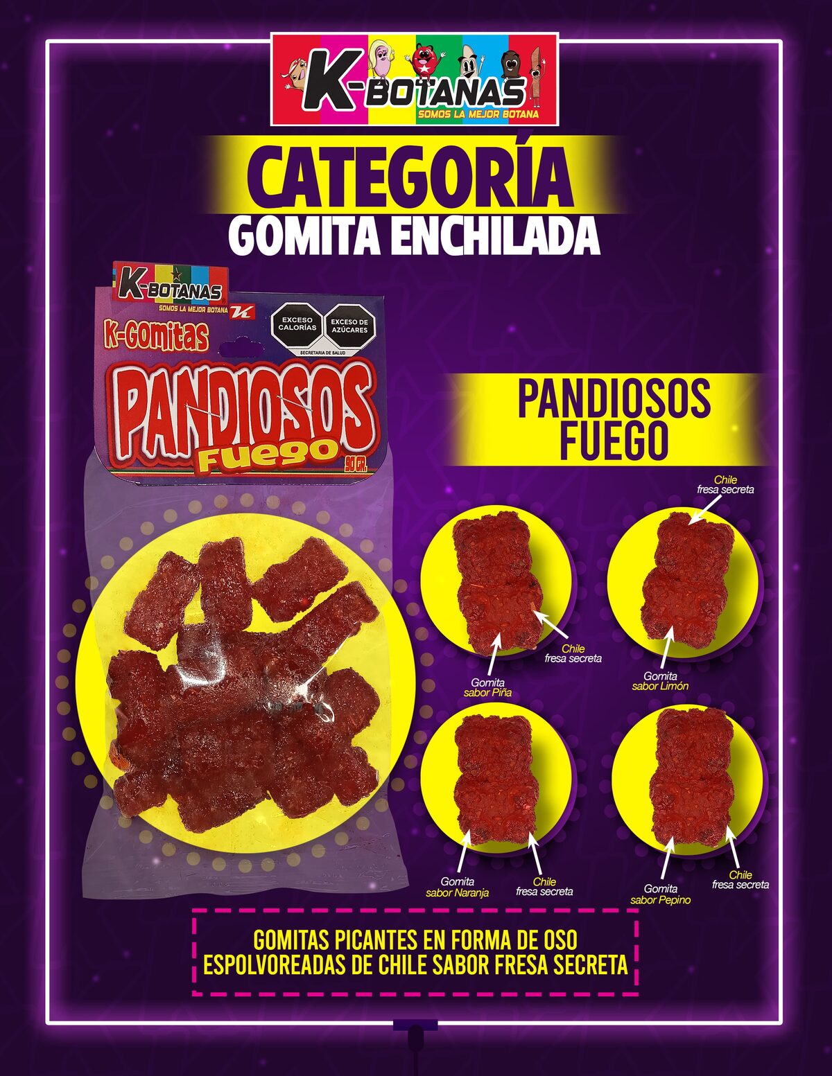 Gomita Pandiosos Fuego 90g al mayoreo