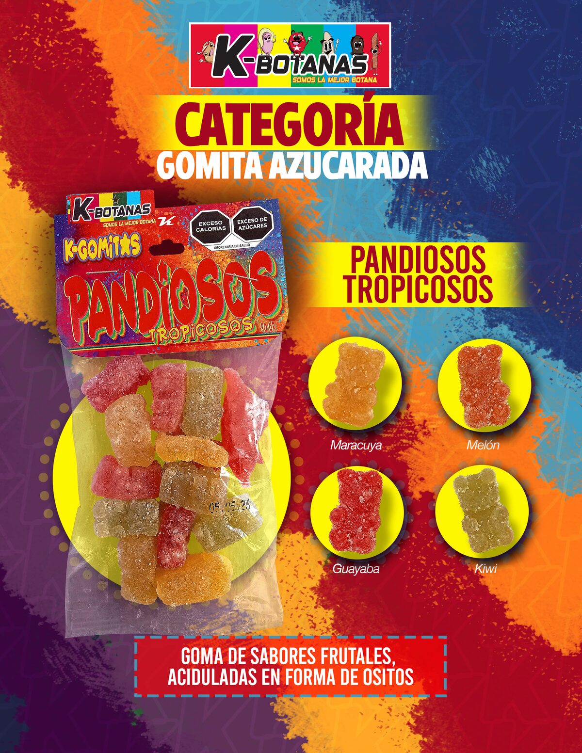 Gomita Pandiosos Tropicosos 90g al mayoreo