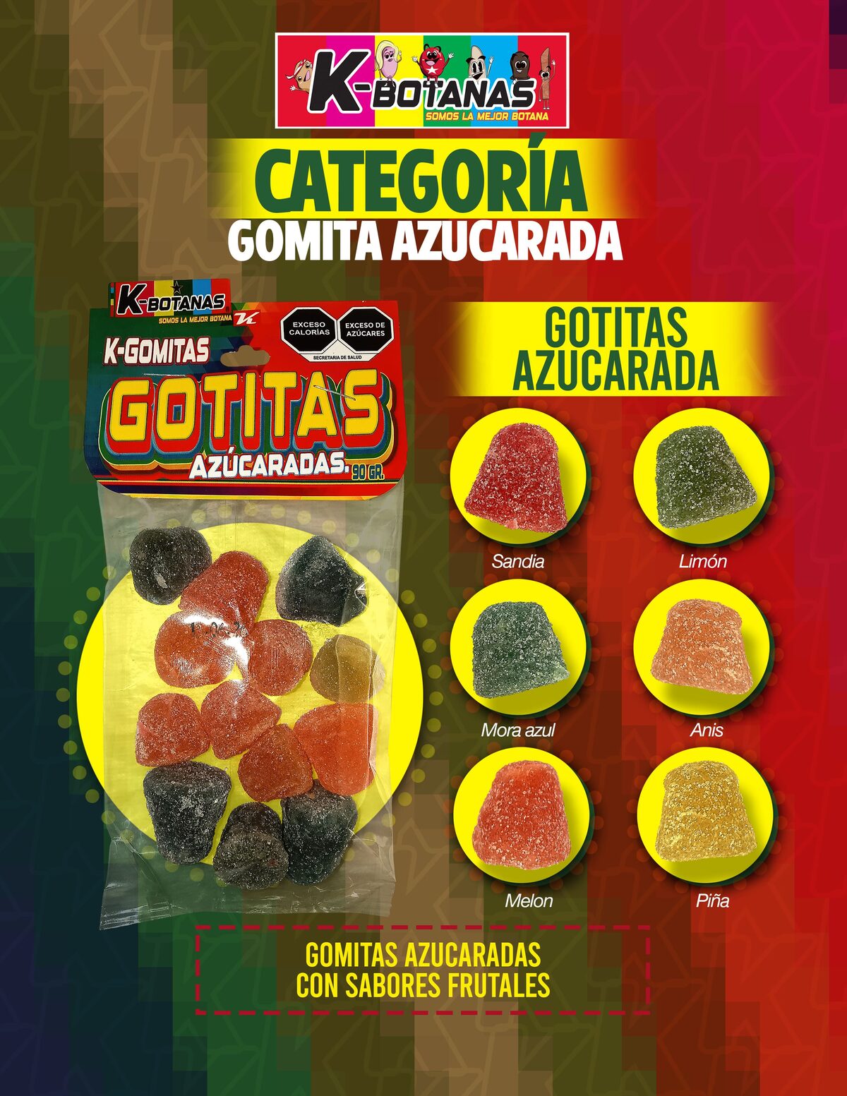 Gomita Gotitas Azucaradas 90g al mayoreo