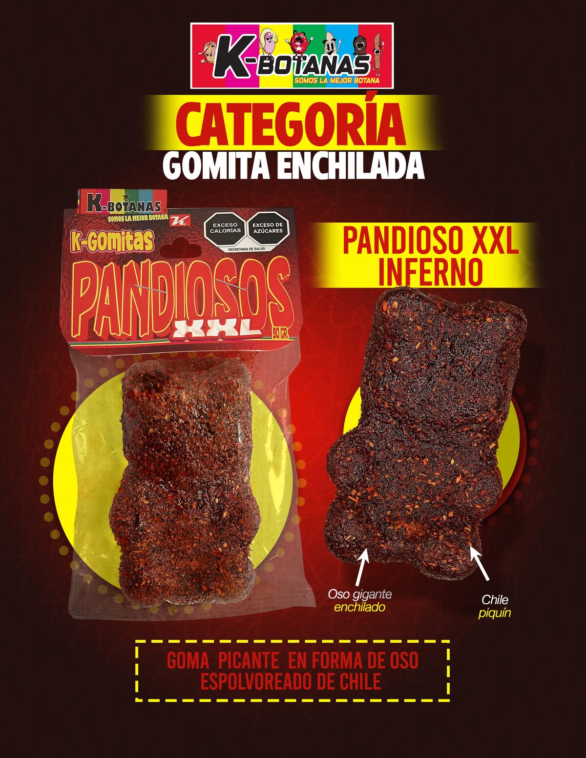 Gomita Pandioso XXL Fuego 90g al mayoreo
