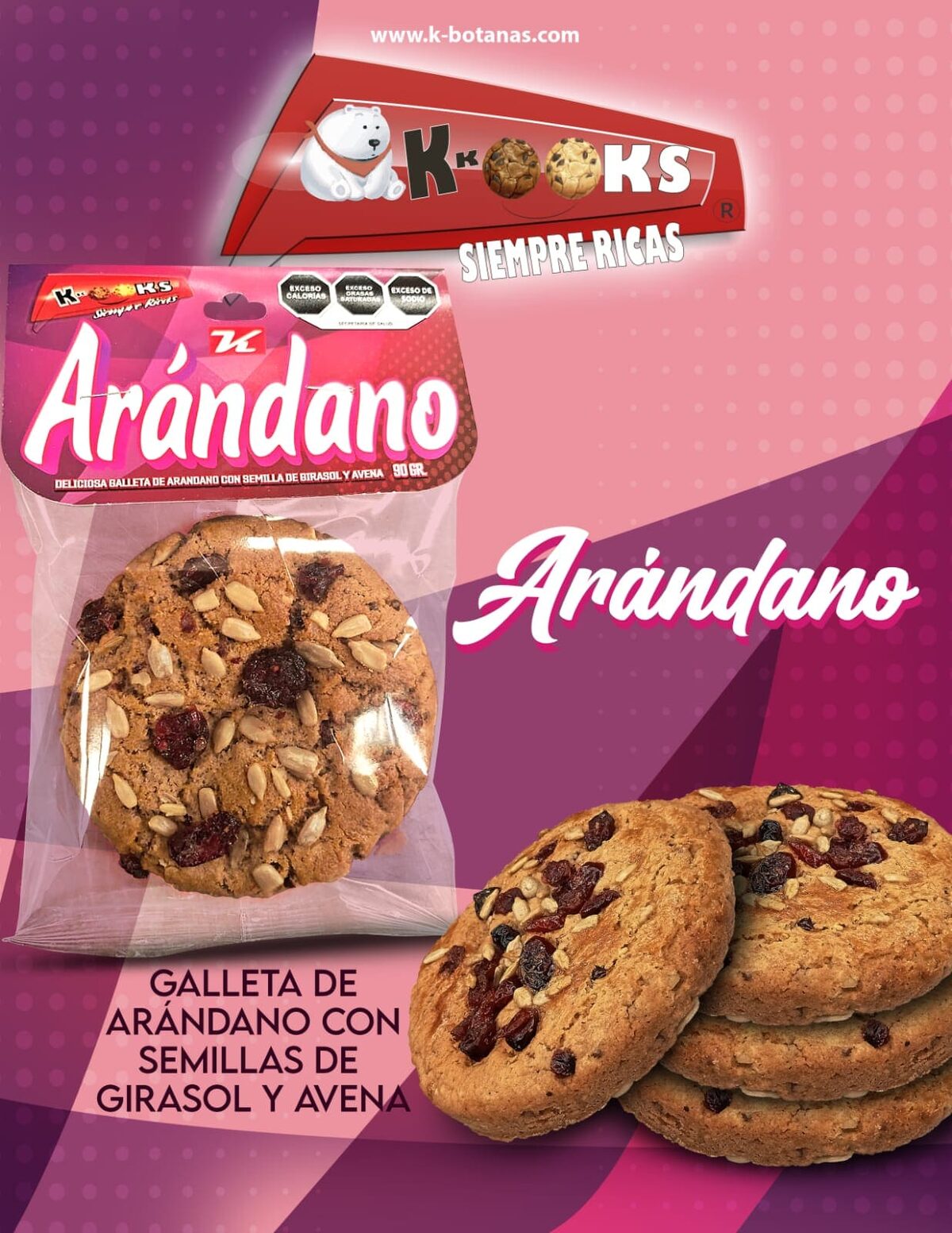 Galleta Arándano con Semilla de Girasol 90g al mayoreo