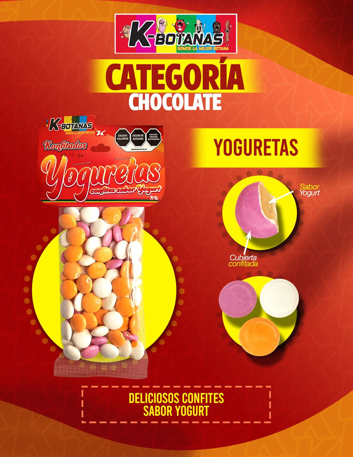 Konfitados Yogurotas 70g al mayoreo