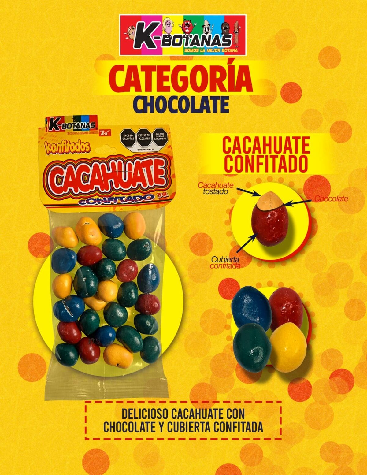 Konfitados Cacahuate Confitado 60g al mayoreo