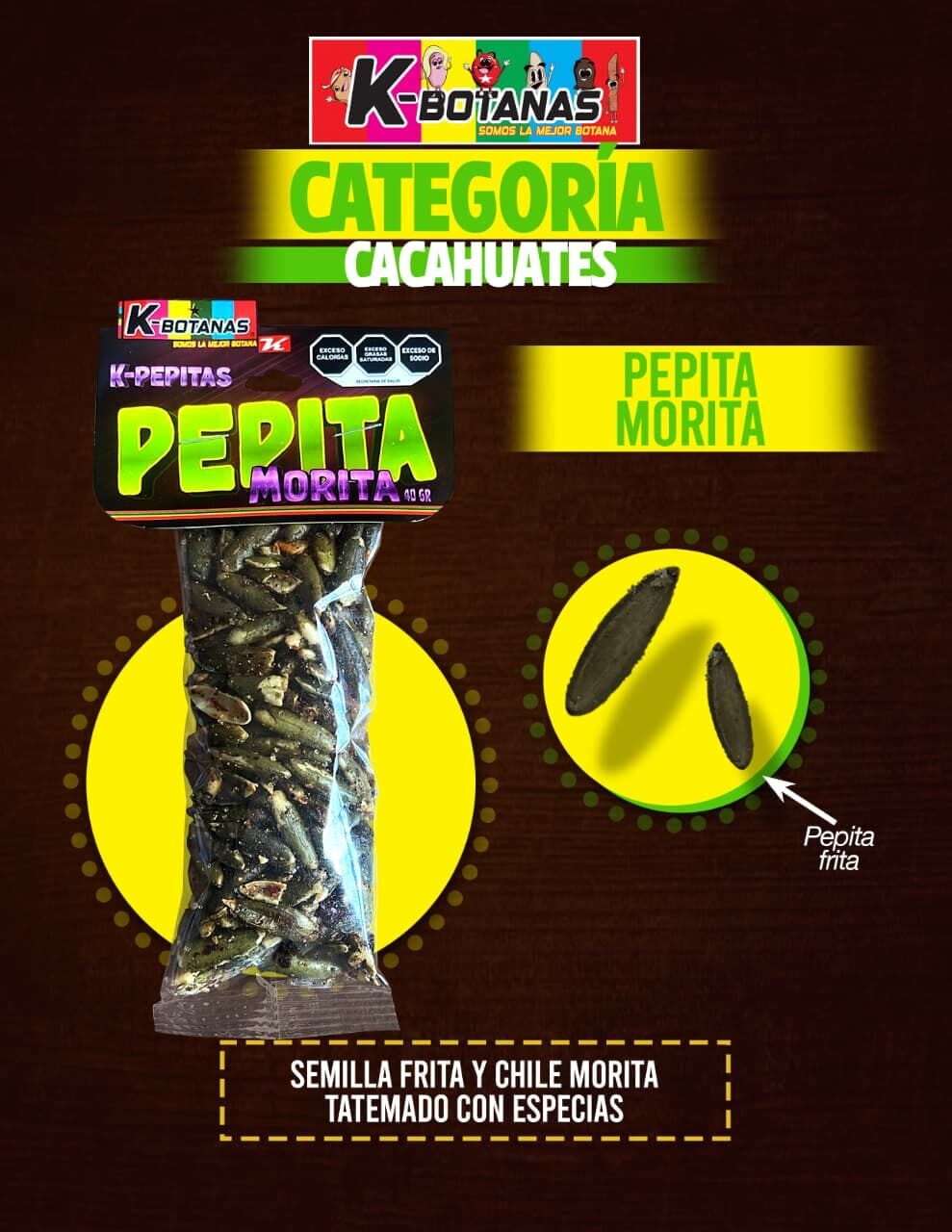 Semilla Frita Morita 40g al mayoreo